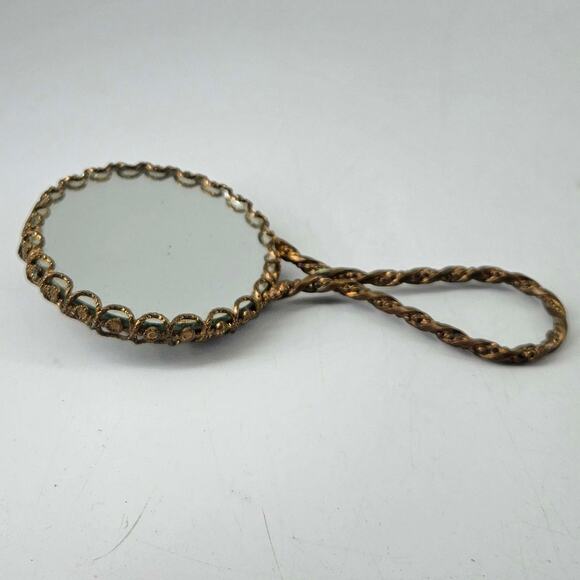 Vintage Hand Held Mirror porcelain Courting Couple Fragonard - Picture 4 of 4